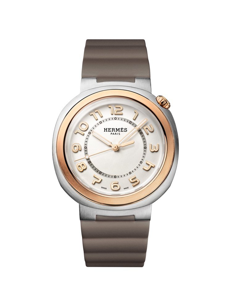 Hermès Cut自動上鍊腕表，精鋼和玫瑰金雙色款，34萬5,900元。圖／愛馬仕提供