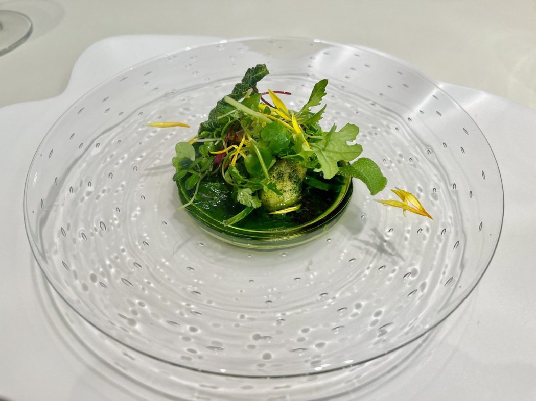 花蛤山菜綠沙拉。 圖／Chris Chen提供
