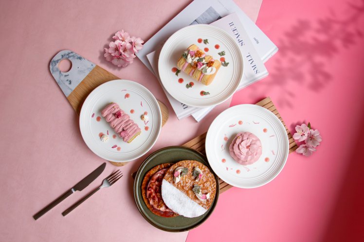 勺日應景推出一系列櫻花甜點。圖／勺日提供