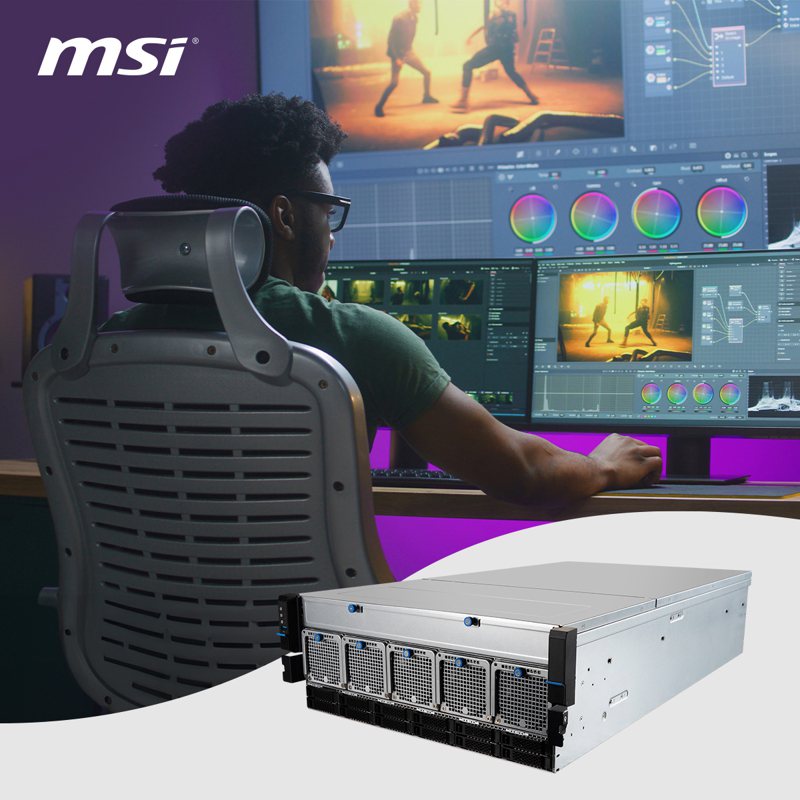 MSI微星於2024 NAB Show展示適用於媒體及娛樂產業的GPU伺服器。微星／提供