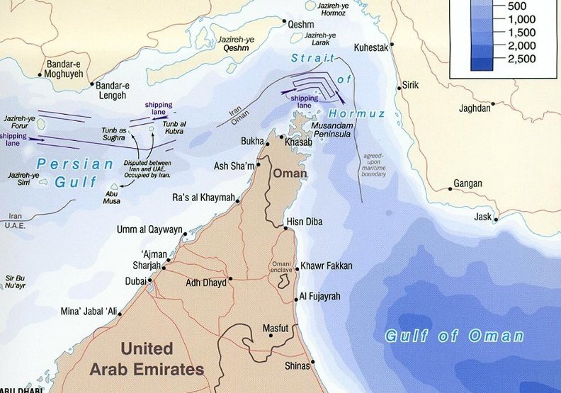 在事件发生后，伊朗就扬言将封锁荷姆兹海峡，该海域是世界上最大的石油咽喉要道之一。取自wikimedia