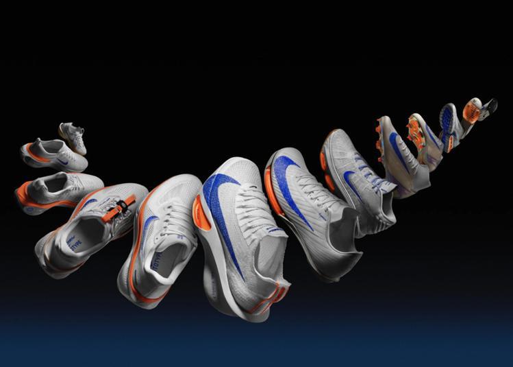 Nike呈現全新「藍圖（Blueprint Pack）」系列，包含田徑釘鞋、籃球鞋、足球鞋和運動生活類鞋款，其配色致敬Nike創始人之一的Bill Bowerman。圖／Nike提供