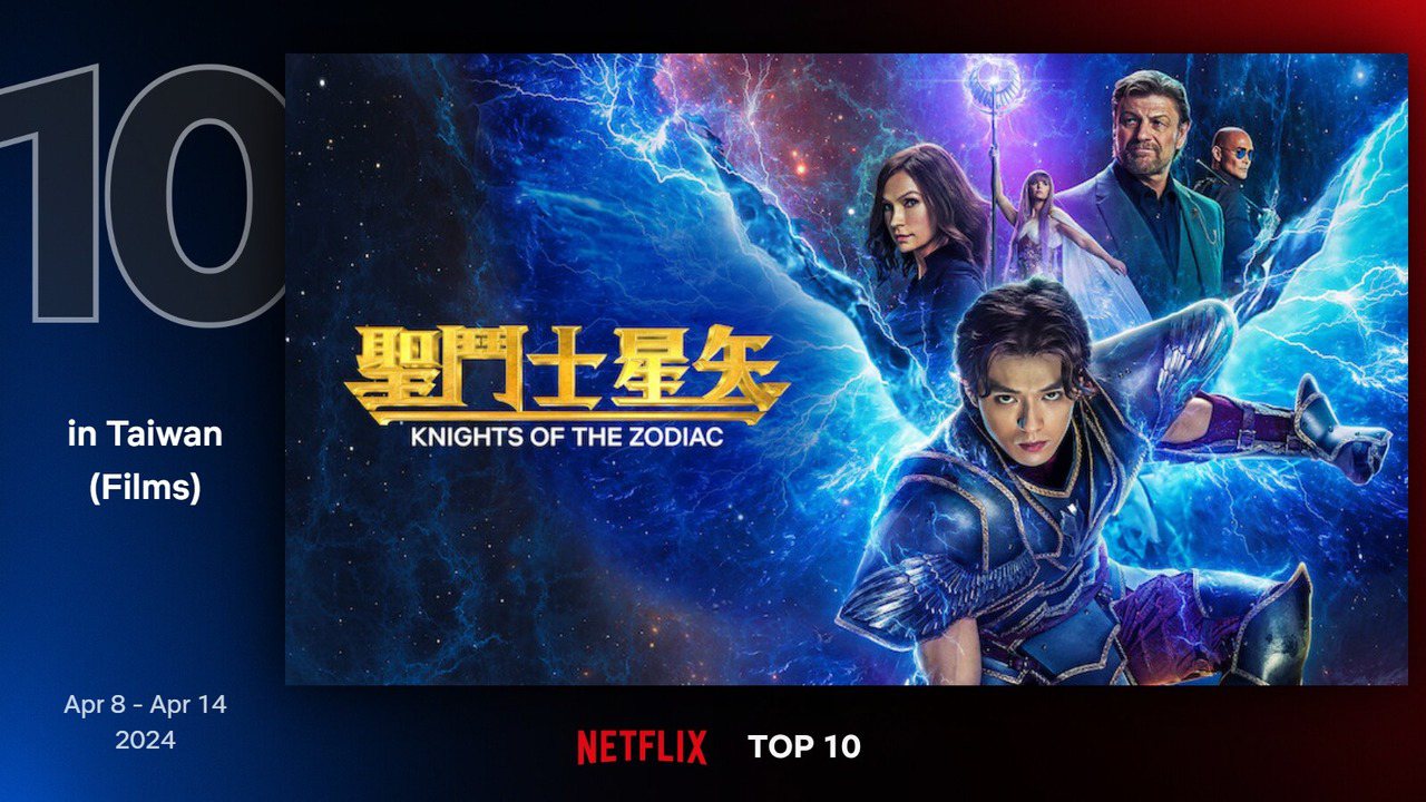 Netflix 最新TOP 10熱門電影片單第十名－《聖鬥士星矢》。圖/Netflix