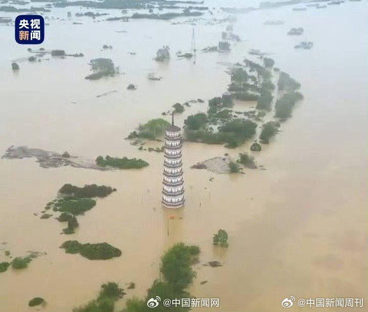 受連日強降雨天氣影響，廣東預警，北江流域將現接近百年一遇洪水。（圖／取自央視新聞）