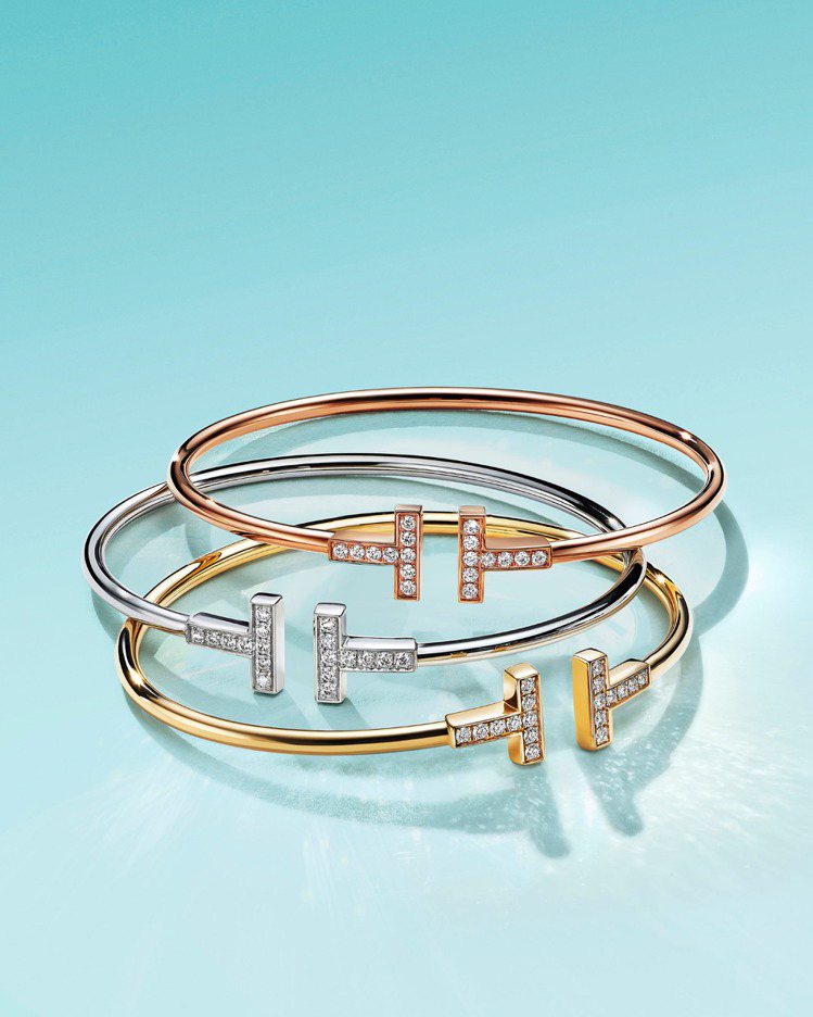 Tiffany T WIRE系鑲鑽手環如今迎來全新窄版玫瑰金新作。圖／Tiffany提供