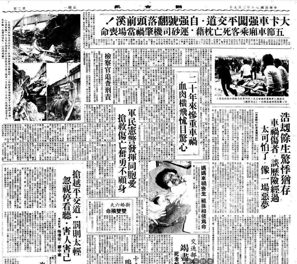 1981年3月8日的頭前溪事故，造成31人死亡，130人輕重傷的慘劇。 圖／報系...