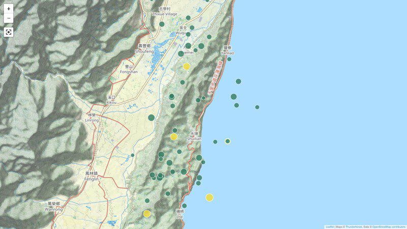 今天凌晨截至上午6點總計已有83起地震，顯著有感地震45個，小區域地震38個。取自氣象署網站