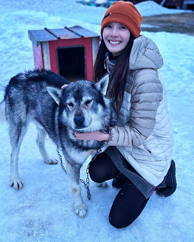 王心恬到挪威北部農場體驗雪橇狗行程。圖／凱渥提供