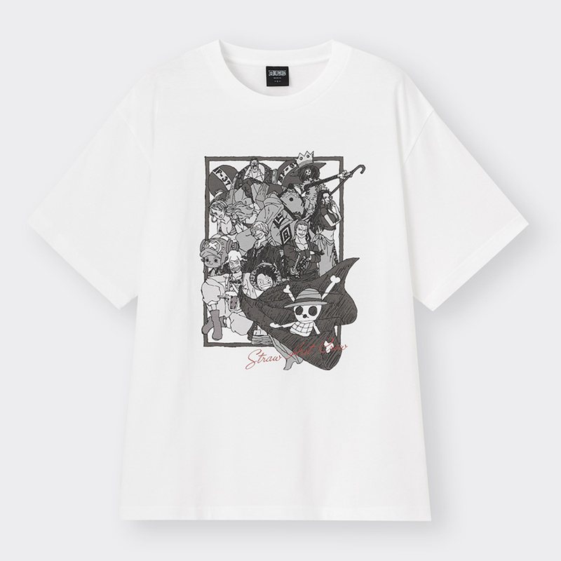 GU联名航海王系列印花T恤，490元。图／GU提供