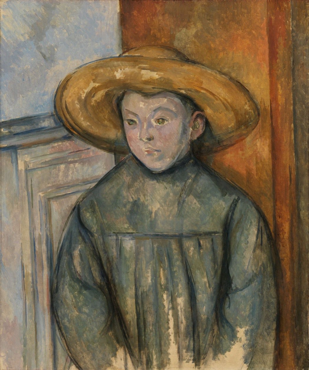 塞尚 (Paul Cézanne, 1839-1906)，〈戴草帽的男孩〉，作於...