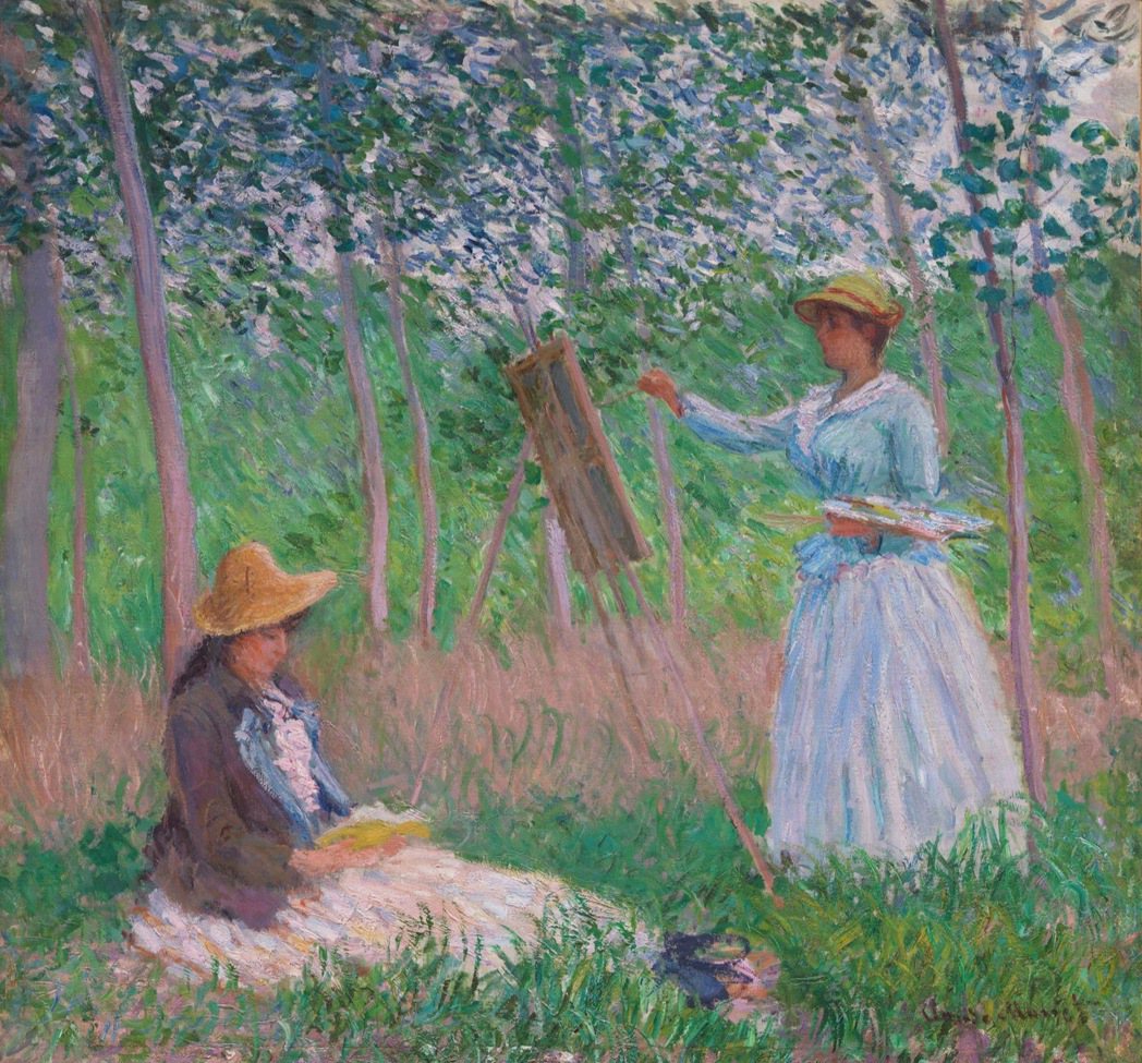 莫內 (Claude Monet, 1840-1926)，〈吉維尼的樹林中：畫架...