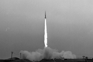 1964年國軍第一次試射勝利女神力士飛彈鏡頭。圖／聯合報系資料照片