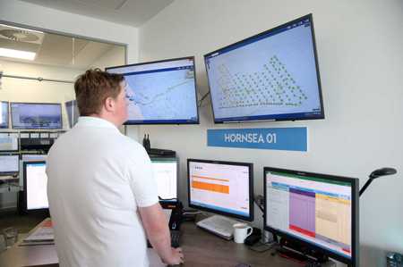 沃旭離岸風電控制中心隨時監控海上工作人員。