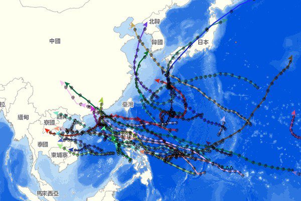 颱風全繞開台灣的情況早在1964年就發生過了。圖／氣象局颱風資料庫