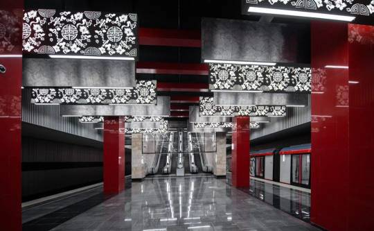 莫斯科地铁第三换乘环线西南段部分上使用的中国传统吉祥图案被设计成了「黑白色调」，让不少网友疯狂吐槽「中国风变成阴间风」。（取材自观察者网）(photo:UDN)