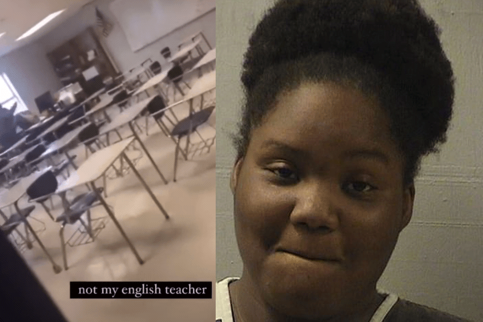 路州柯文頓(Covington)18歲高中生拉蓮娜·傑克森(Larianna Jackson)被控打老師。（取材自推特、影片截圖）
