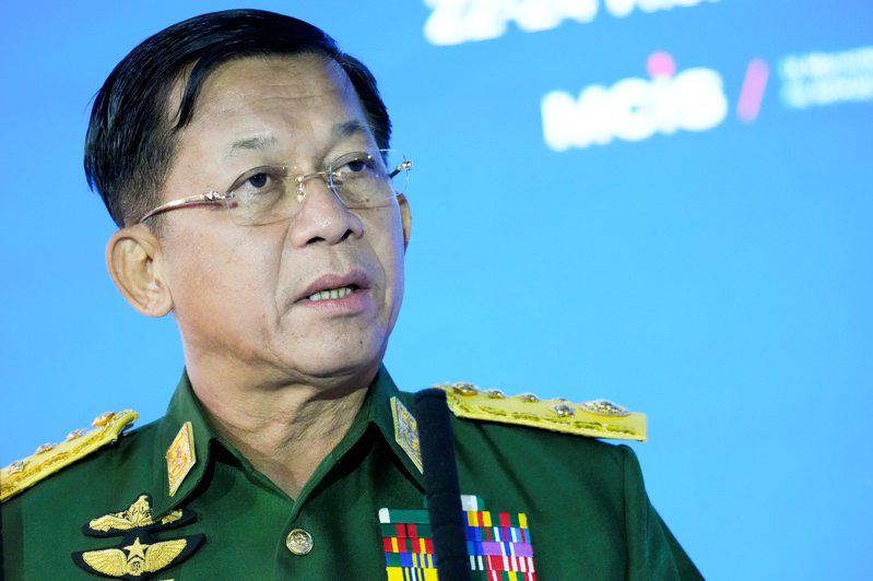 緬甸軍政府領袖敏昂萊。（路透）