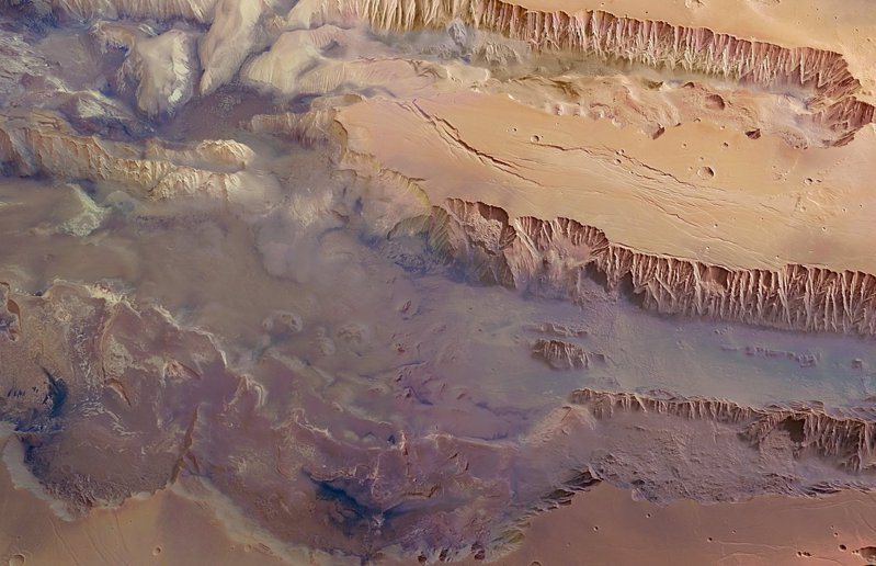 火星水手號大峽谷發現地表下有液態水。（取材自ESA推特）