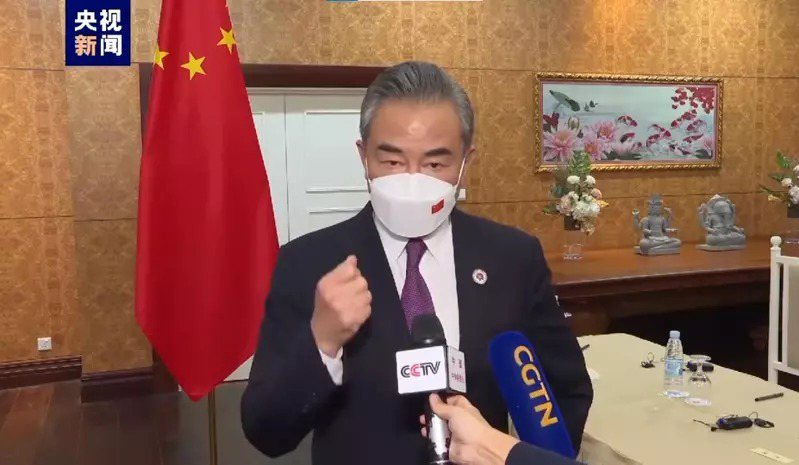 大陆国务委员兼外长王毅。（取材自央视新闻）(photo:UDN)