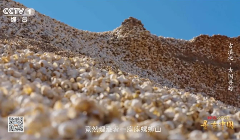 雲南昆明滇池古城村遺址，古人吃剩的螺螄殼堆成一座山。(取材自中國小康網)